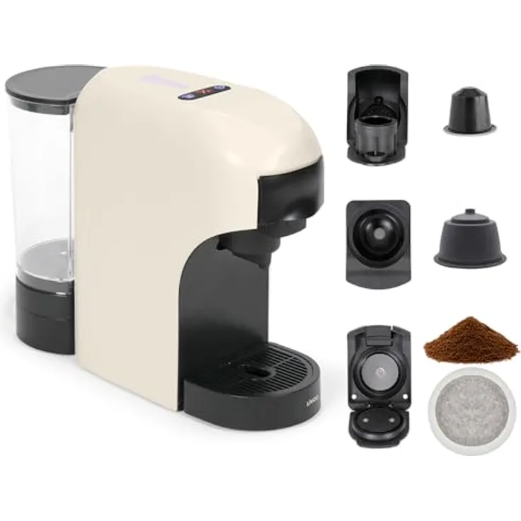 Livoo DOD217C 4-in-1 Mehrkapsel-Kaffeemaschine, 0,85 l, 1400 W, kompatibel mit NESCAFÉ Dolce Gusto, in Creme