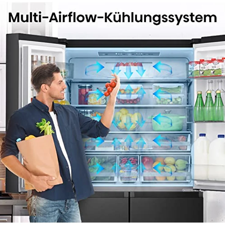 Hisense RQ758N4SAFE Side-by-Side-Kühlschrank, freistehend, schwarz, NoFrost, Energieklasse E – Bild 9