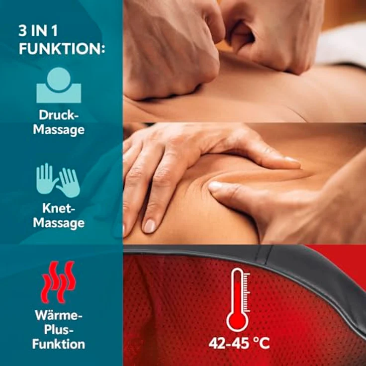 VITALmaxx Shiatsu Nackenmassagegerät | Massage mit Wärmefunktion, Knetmassage & Druckmassage | 8 rotierende Massagebälle, schwarz – Bild 4