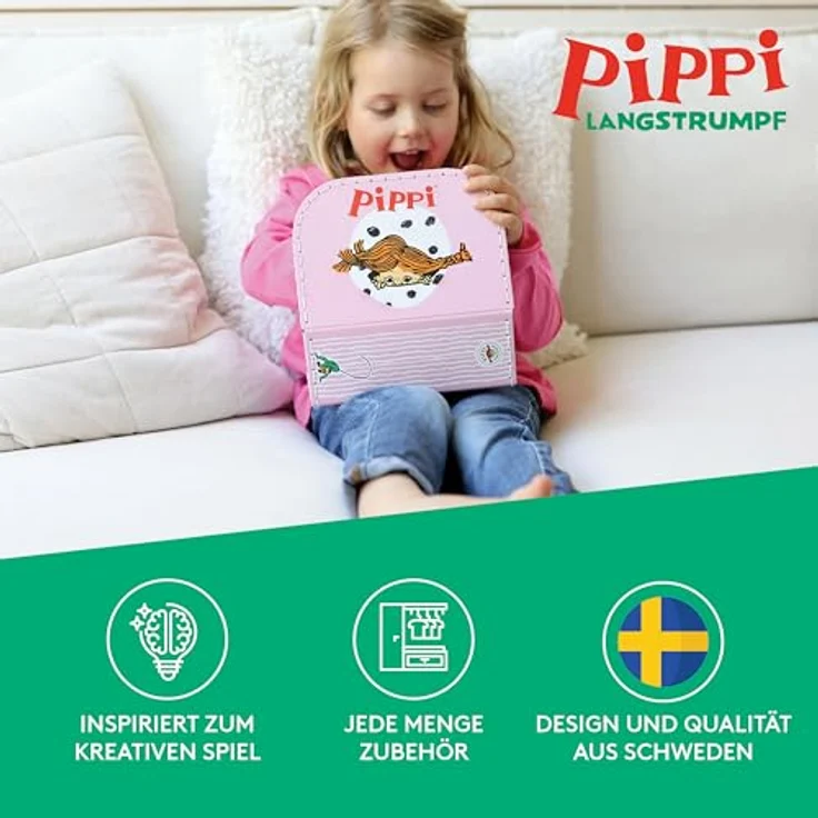 Pippi Langstrumpf Kinderkoffer Kinderkoffer Pippi Langstrumpf, verspielter Koffer mit beliebten Illustrationen – Bild 2