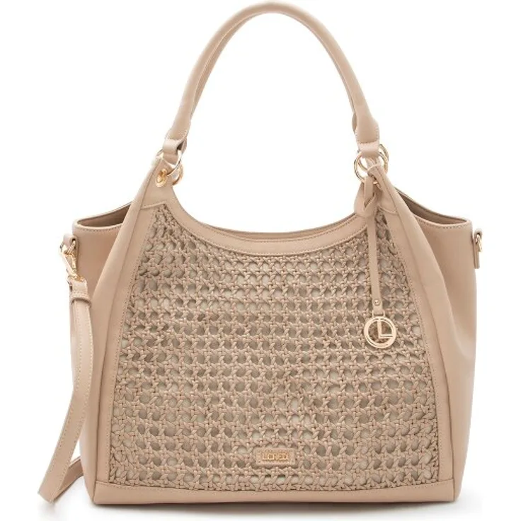 L.Credi Roxana Shopper Tasche, 44 cm, Schultertasche aus 100% Polyurethan, braun