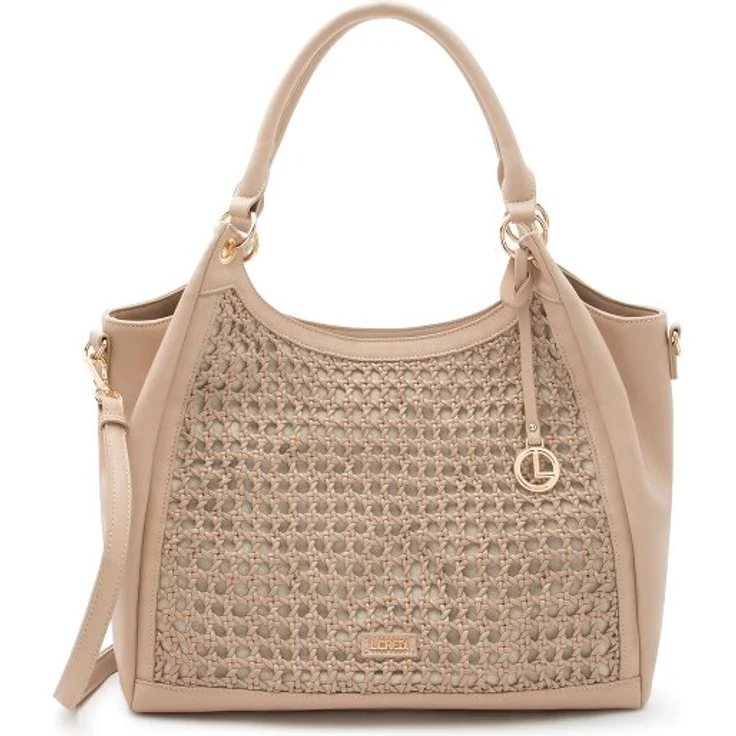 L.Credi Roxana Shopper Tasche, 44 cm, Schultertasche aus 100% Polyurethan, braun