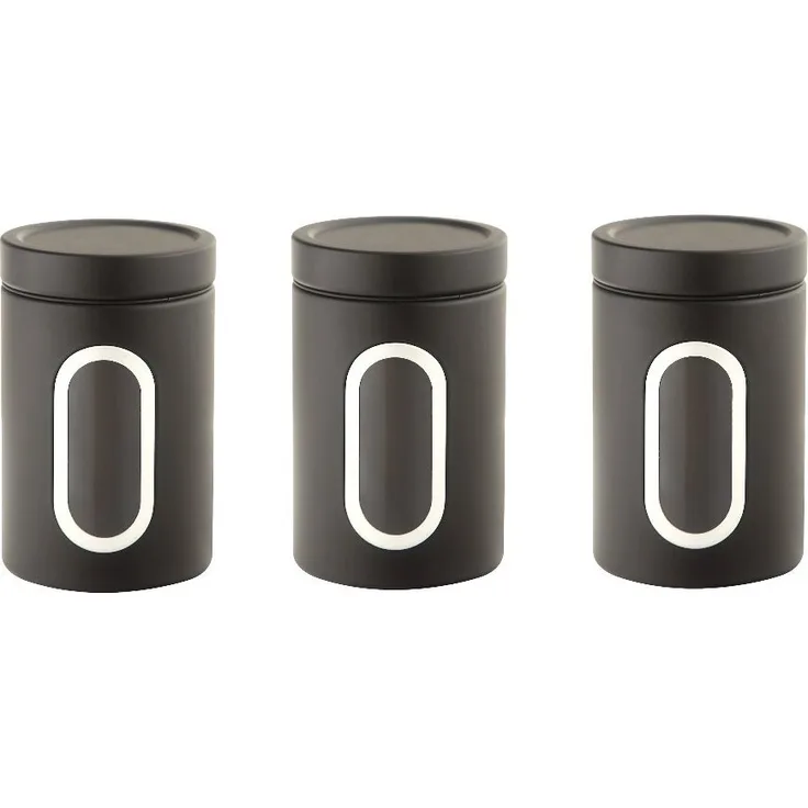 cheffinger 3-teiliges Aufbewahrungsdosen-Set in Schwarz, luftdicht für Gewürze und Kaffee, modernes Design