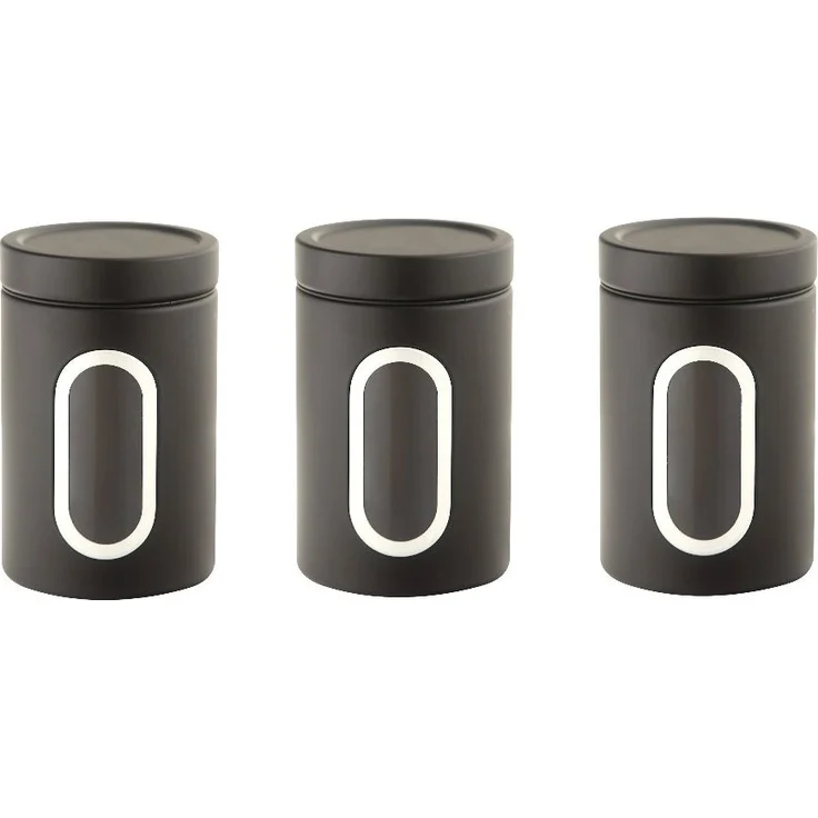 cheffinger 3-teiliges Aufbewahrungsdosen-Set in Schwarz, luftdicht für Gewürze und Kaffee, modernes Design