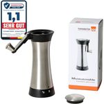 Topanbieter999 Muskatmühle aus Edelstahl mit Aufbewahrungsbehälter und einklappbarer Kurbel Muskatreibe passend auch für Tonkabohnen