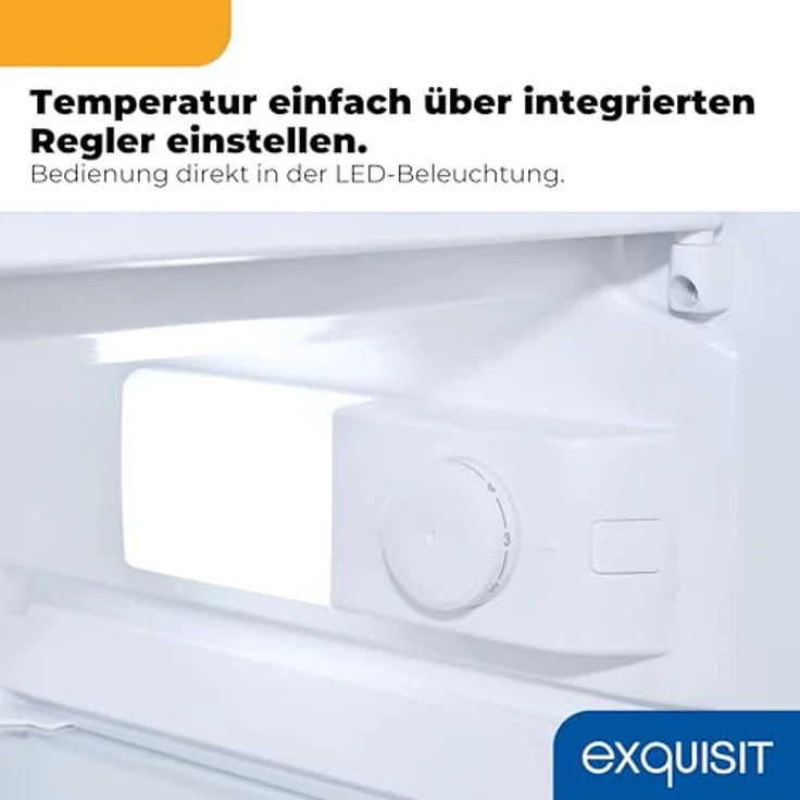 Exquisit KS516-4-E-040E, Kühlschrank 109 l mit Gefrierfach, unterbaufähig, Energieklasse E, 40 dB, freistehend, schwarz – Bild 4
