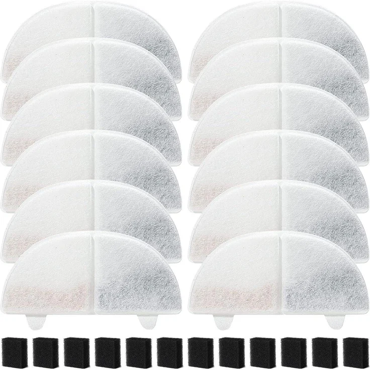 Ersatzfilter für Trinkbrunnen WF20, 20 Stück (10x Kohle, 10x Schaum), hochwertige Wasserkontamination und Geruchsfilter für 2L Katzenbrunnen
