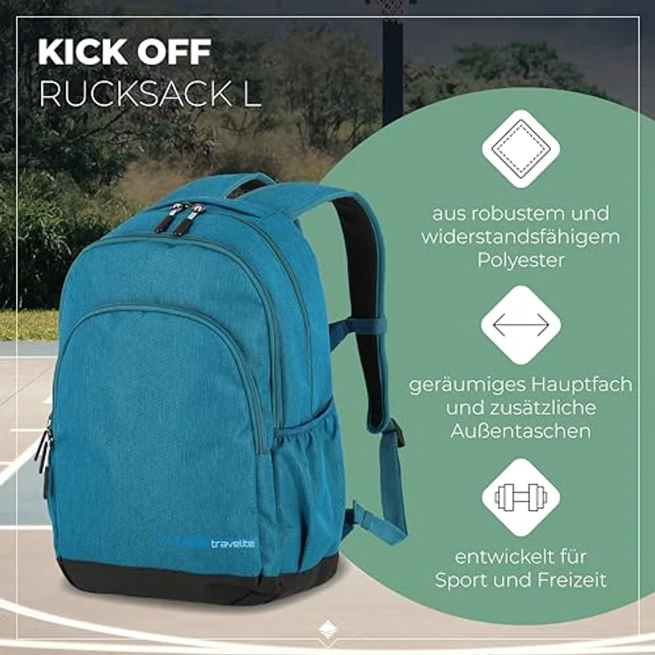 travelite Kick Off Rucksack 45 cm, petrol – Bild 3