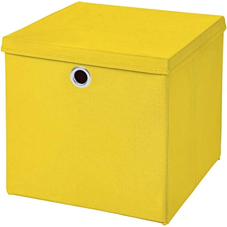 CM3 1 Stück Gelb Faltbox 33 x 33 x 33 cm Aufbewahrungsbox faltbar mit Deckel