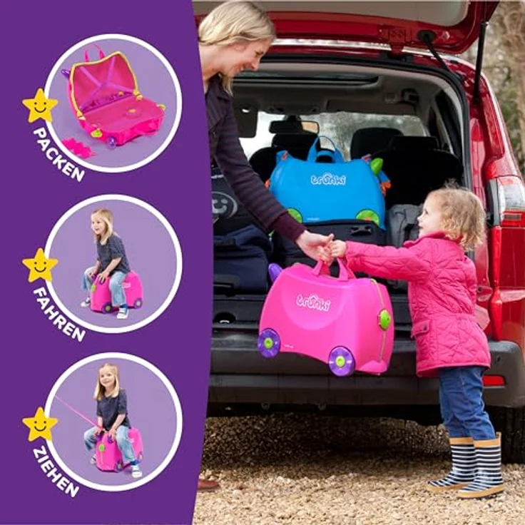 TRUNKI Kinderkoffer Trolley Trixie (Rosa) | Handgepäck zum Draufsitzen, 18 Liter, 5 Jahre Garantie – Bild 3