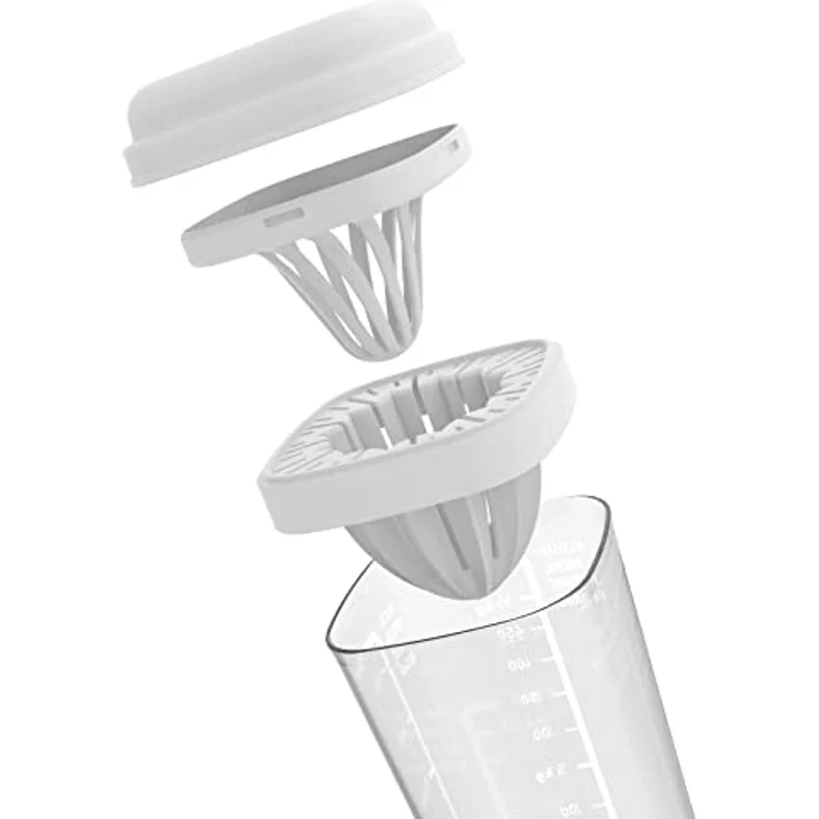 Rotho Shaker Loft 1 L Deckel weiß, inklusive Zitruspresse, Mixaufsatz, Deckel, 9,4 x 9,4 x 22,4 cm (L x B x H) – Bild 3