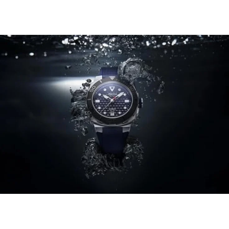 Alpina Automatic Watch AL-525N3VE6, Swiss Made Armbanduhr mit blauem GummiBand – Bild 5