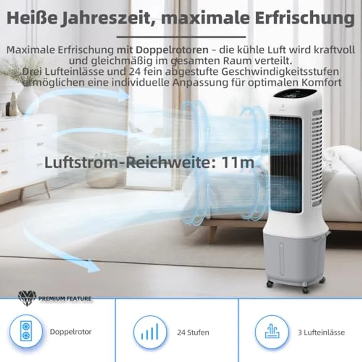 Be Cool BC10ACP2501W, Silent Luftkühler mit 10 Liter Tank und 24 Windstufen, Ventilator – Bild 5