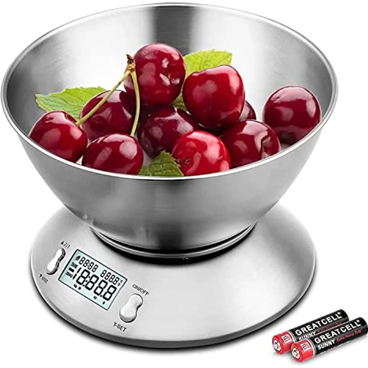 Uten Küchenwaage Digitalwaage Professionelle Waage Electronische Waage, Digitale Küchenwaage 5kg x 1g aus 304 Edelstahl Tara-Funktion mit LCD-Display Schale und Timer – Bild 4