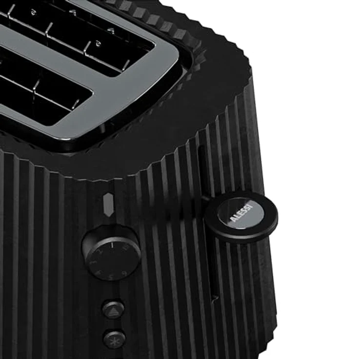 Alessi Plissé 2-Schlitz-Toaster, 6 Bräunungsstufen, Kunststoff, Edelstahl, schwarz – Bild 4