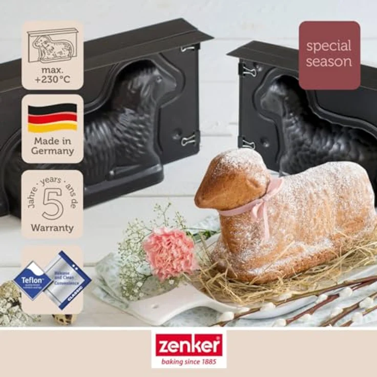 Zenker Osterbackformen-Set Special Season, 2er Set mit Lamm- und Mini-Lammform aus Stahlblech, Antihaftbeschichtung, schwarz, hitzebeständig bis +230 °C – Bild 2