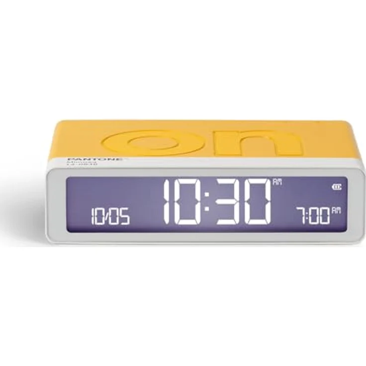 Lexon Mimosa Flip Classic, Digitalwecker mit Tonsensor, Touch-Steuerung und USB-C Aufladung, gelb – Bild 1