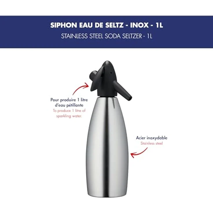 Kayser Siphon Selltz Wassersiphon, Edelstahl, Einfache Handhabung, 9 cm – Bild 2