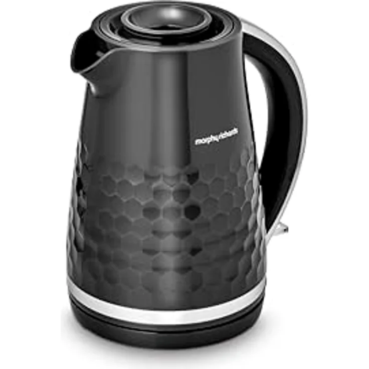 Morphy Richards Hive Wasserkocher 1,5 l, Easy Fill Technologie, 3 kW für schnelles Kochen, 360-Grad-Basis, Kalkfilter, schwarzes Design, 108271