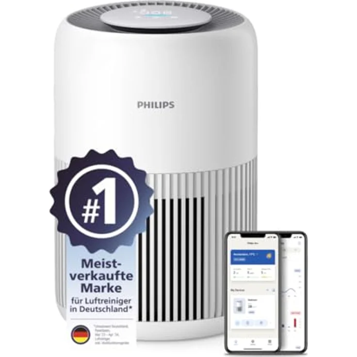Philips Luftreiniger 900 Serie AC0950/10, HEPA NanoProtect + Aktivkohlefilter, CADR 250m³/h für 65m², ultra-leise, energieeffizient – Bild 1