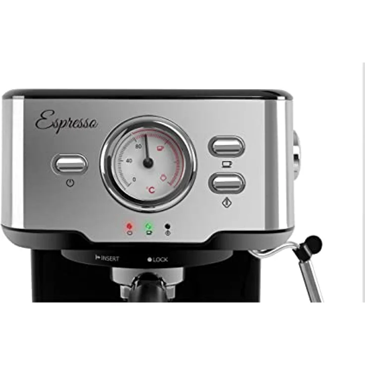 Orbegozo EX 5500 - Kaffeemaschine für Espresso und Cappuccino, 20 bar Druck, Thermometer, herausnehmbarer Behälter von 1,5 Liter, Dampfsprüher, 1100 W, mehrfarbig – Bild 3