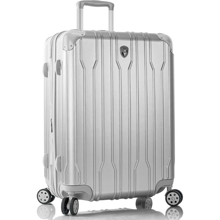 Heys Hartschalen-Trolley Xtrak, 66 cm, 4 Rollen, Reisegepäck Koffer mittel groß TSA Schloss Volumenerweiterung, Metall-Look