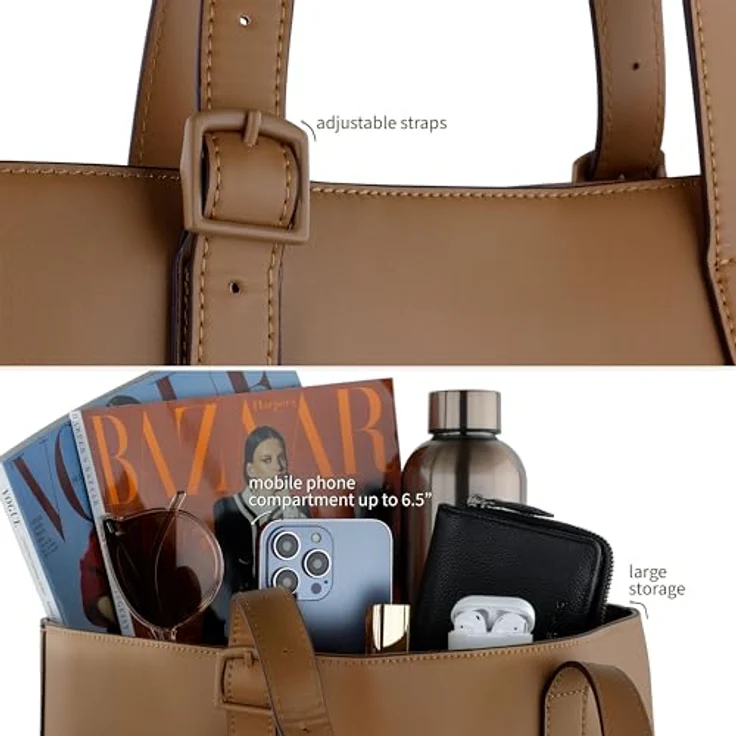 bugatti Zita Shopper Tasche 47 cm, braun, 100% Polyurethan, 47 x 18 x 35 cm – Bild 5