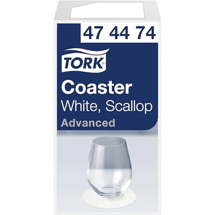 Tork 474474 Untersetzer Weiß - Elegante Getränkeuntersetzer aus 8-lagigem Papier - Für effektiven Tisch-Schutz - 12x350 (3000) Untersetzer für Gläser oder Tassen - Advanced Qualität - 9 x 9 cm