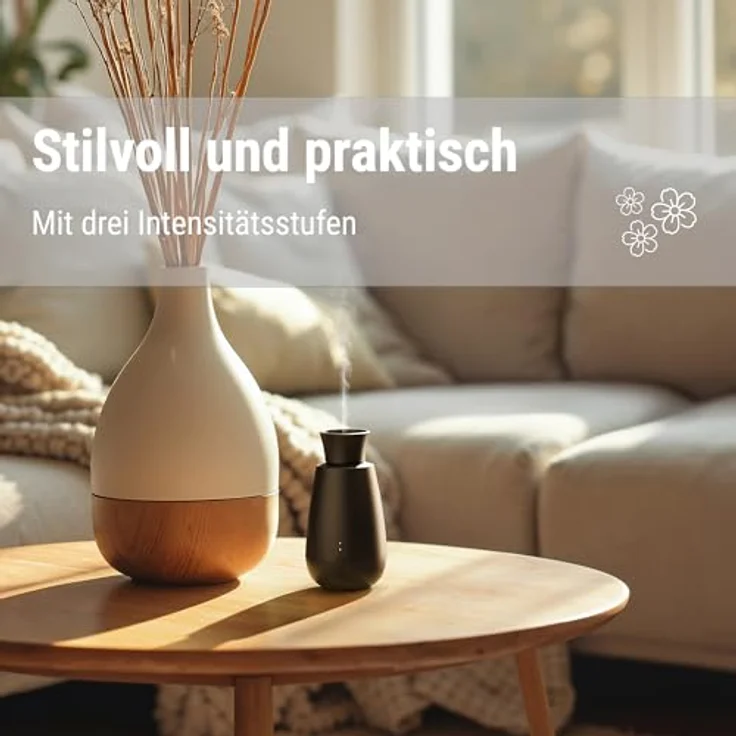 Stadler Form Aroma Diffuser Ella, intelligentes Duft-Spray-System für ätherische Öle, kabellos, mit Licht-Sensor, schwarz – Bild 5