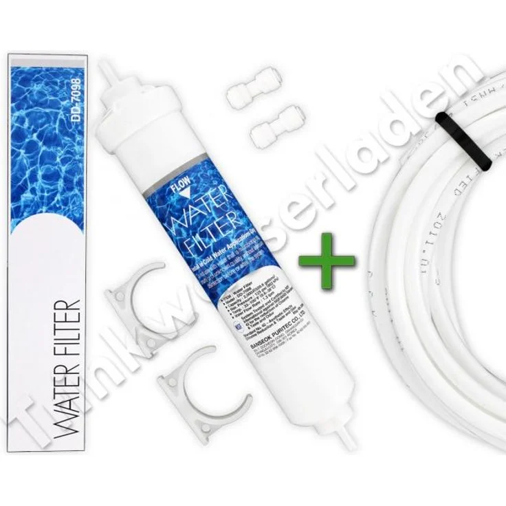 Trinkwasserladen DD-7098 Wasserfilter für Side by Side Kühlschränke, inkl. 2m Schlauch, Halteklammern & Verbinder GRATIS, NSF-zertifiziert