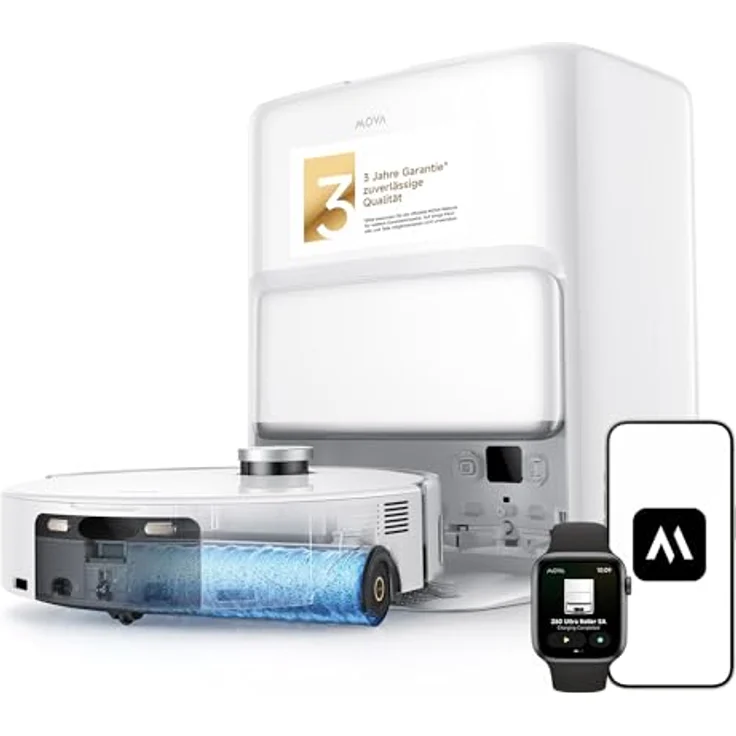 Mova Z60 Ultra Roller, Standalone Saugroboter mit 26.000 Pa Saugkraft, HydroForce-Wischen, MaxiReach-Technologie, FlexScope-Radar mit Hebefunktion, AutoShield-Technologie, dreifaches Anti-Tangle und All-in-One-Station – Bild 4