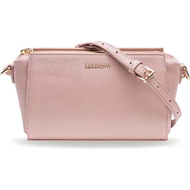 Lazarotti Umhängetasche Bologna Leather, Leder mit Reißverschluss- und Steckfach, schwarz