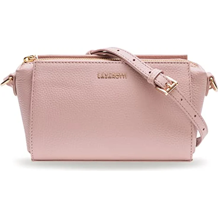 Lazarotti Umhängetasche Bologna Leather, Leder mit Reißverschluss- und Steckfach, schwarz – Bild 1