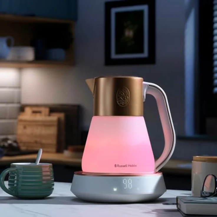 Russell Hobbs Wasserkocher Glas Calm [1,7L, Temperatureinstellung 40-100°, Innenbeleuchtung & beruhigende Klänge, Quiet-Boil-Technologie, Warmhaltefunktion, Digitaldisplay & Touch-Bedienung, 2400W] 27450-70 – Bild 2