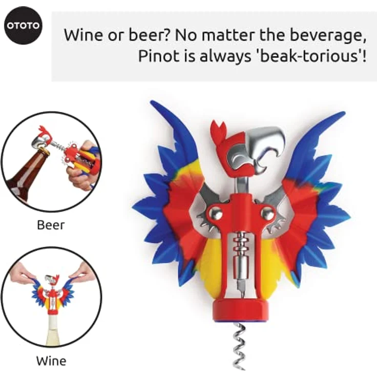 OTOTO Pinot Weinflaschenöffner - Weinöffner Flügel Korkenzieher für Wein Geschenke, Korkenzieher für Weinflaschen - Weinöffner Handbuch, Coole Gadgets mit Flügeln, Bar Zubehör, Korkenzieher Wein – Bild 4