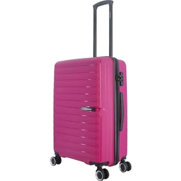 SAXOLINE Reisekoffer Fiesta M, fuchsia, 65,5 x 42 x 26 cm, 72 l, 3,4 kg, robuste Hülle, 360-Grad-Schwenkräder, verstellbarer Teleskopgriff – Bild 2