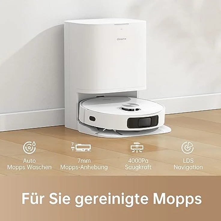 Dreame L10 Prime Saugroboter und Wischroboter mit Automatischer Waschstation von Wischpads, 7mm Mopanhebung, LDS Navigation, 4000Pa Saugleistung, 3D Mapping, WiFi/APP/Alexa – Bild 2