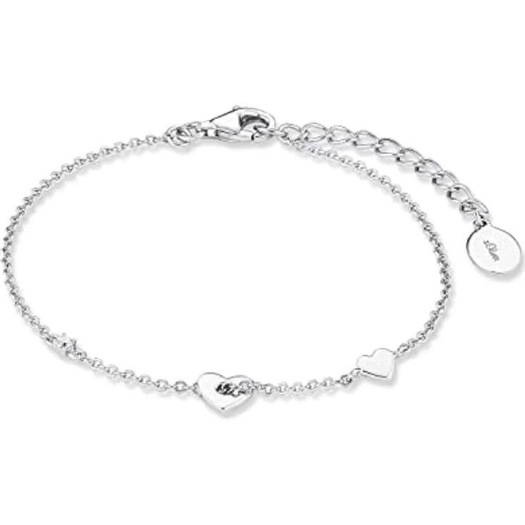 s.Oliver Armband 925 Sterling Silber Damen Armschmuck, mit Zirkonia synth., 16+3 cm, Silber, Herz, Kommt in Schmuck Geschenk Box, 2017226