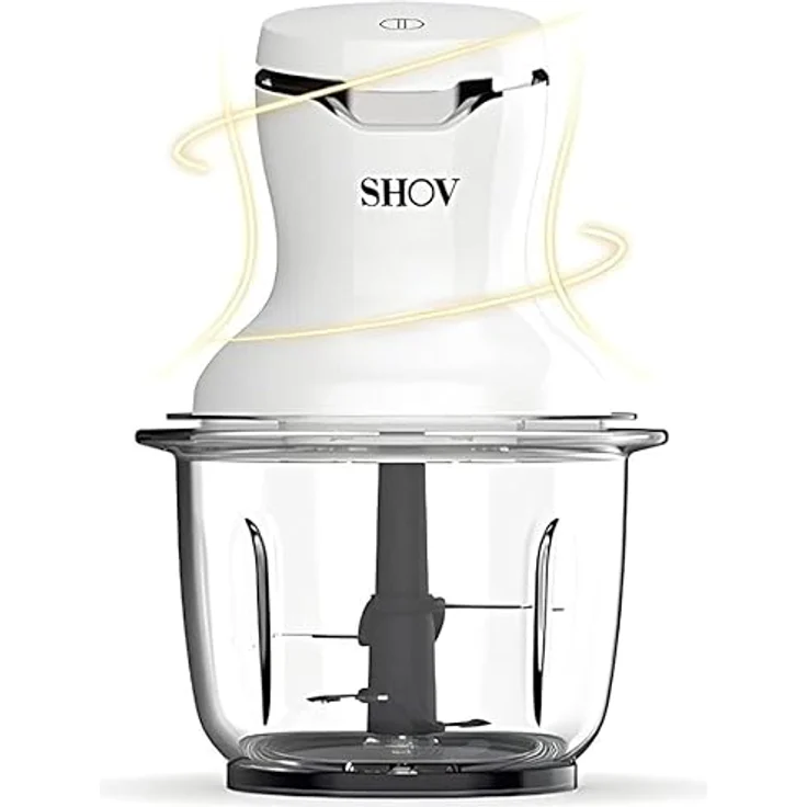 SHOV Elektrischer Mini-Zerkleinerer 300 W, 700 ml Glasbehälter & 4 scharfe Messer für präzises Zerkleinern – Bild 1