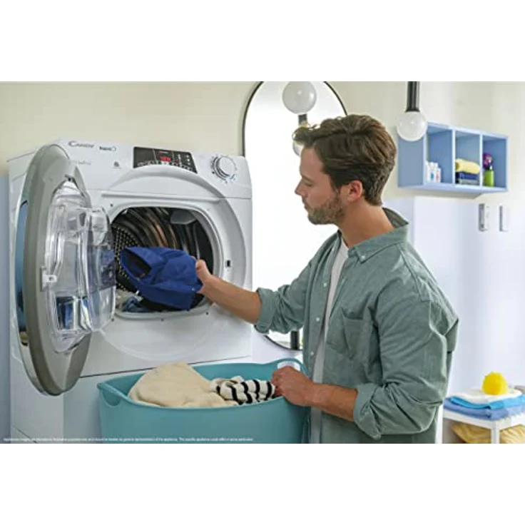 Candy RapidÓ ROE H9A2TCEX-S Wärmepumpentrockner / 9 kg/Smarte Bedienung mit WiFi + Bluetooth/Easycase-Kondenswasserbehälter mit optischer Füllanzeige direkt im Bullauge/Mengenautomatik -  Energiesparender Wäschetrockner mit smarten Funktionen, Candy - blau – Bild 2