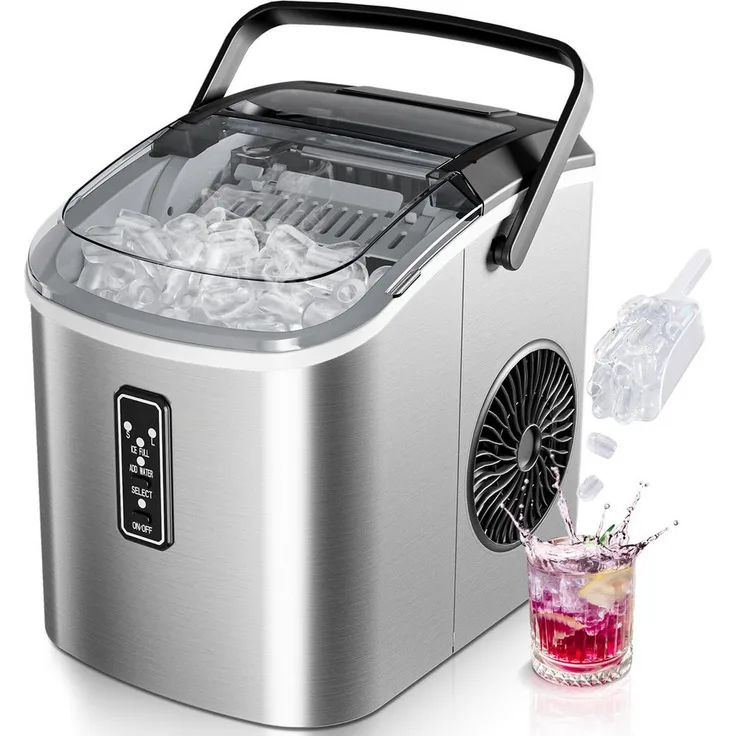 EUHOMY Eiswürfelmaschine IM-01, 9 Würfel in 6 Minuten, 12 kg/Tag, 2 Größen, selbstreinigend, tragbar für Zuhause und Büro