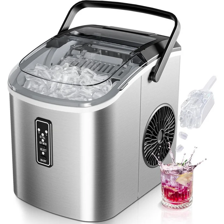 EUHOMY Eiswürfelmaschine IM-01, 9 Würfel in 6 Minuten, 12 kg/Tag, 2 Größen, selbstreinigend, tragbar für Zuhause und Büro