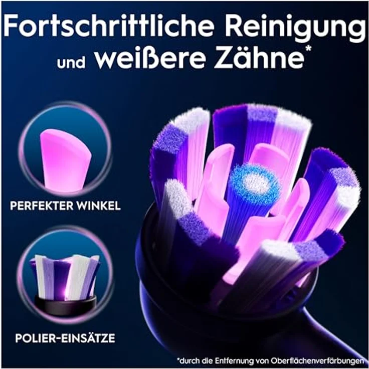 Oral-B iO Strahlendes Weiss, Aufsteckbürsten für elektrische Oral-B iO Zahnbürsten, Zahnaufhellung, Schwarz, 8 Stück – Bild 3
