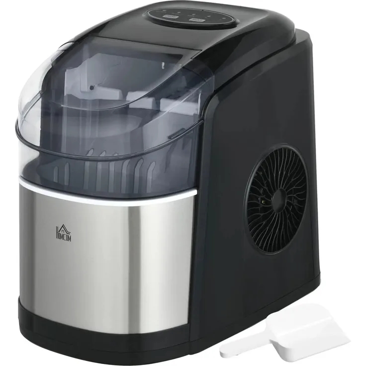 Xdovet Eiswürfelmaschine, Ice-Maker mit 12 kg/Tag, 9 kugelförmige Eiswürfel in 6-12 Minuten, Schwarz, Selbstreinigungsfunktion
