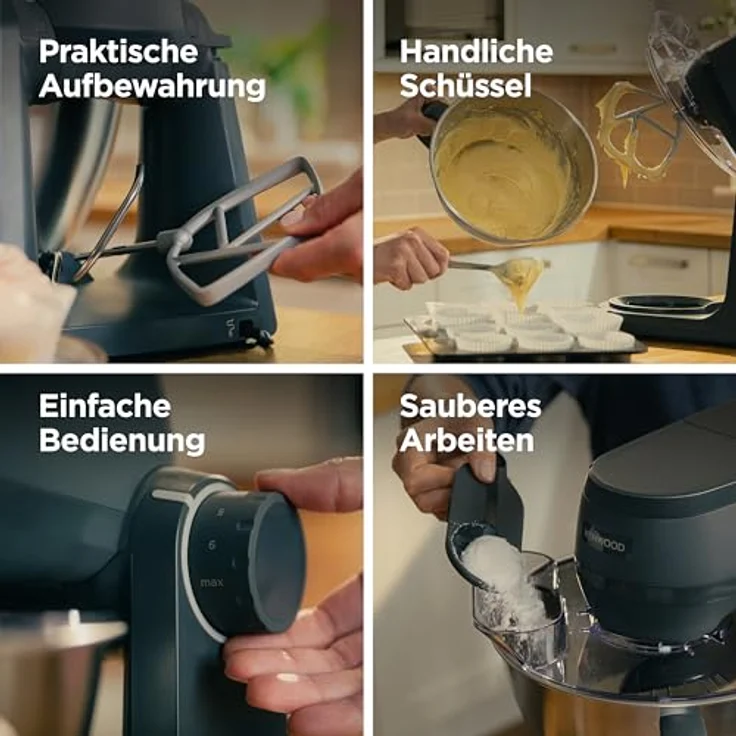 Kenwood KHC30.050GY, Küchenmaschine mit 1.000 Watt Motor, vielseitigem Zubehör und spülmaschinenfesten Teilen, grau – Bild 4