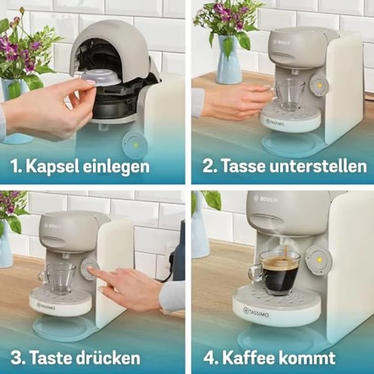 TASSIMO Kapselmaschine Tassimo finesse friendly TAS167P, intensiverer Kaffee auf Kopfdruck, One-Touch Bedienung, über 70 Getränke, platzsparend, Creme – Bild 4
