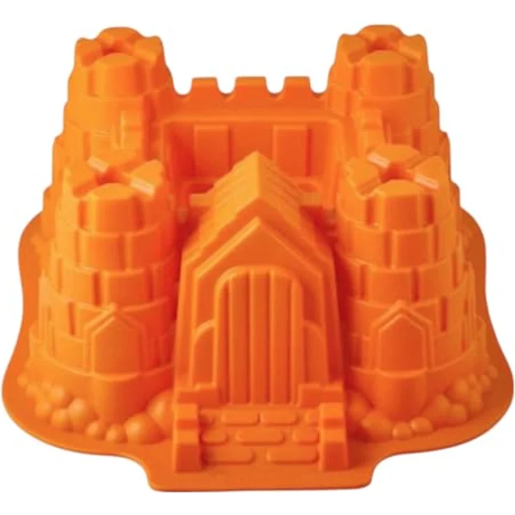 GMMH Original Silikonbackform XXL Burg Kuchen Backform Kuchenform Brotbackform Obstbodenform (orange) – Bild 2