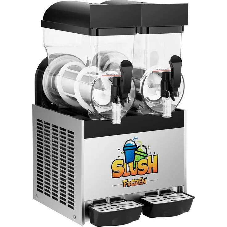 Royal Catering Slush Maker 2 x 15 L Slushmaschine Eismaschine Softeis Slusheis Gastronomie, Polycarbonat (BPA-frei) 770 W Motor, Heavy-Duty Konstruktion, 8-12 h Arbeitszyklus