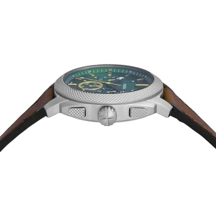 FOSSIL FS6100, Herren Analog Quarz Uhr mit 44-mm-Gehäuse aus grünem Edelstahl, braunem Lederarmband und wasserdicht bis 50 Meter – Bild 5
