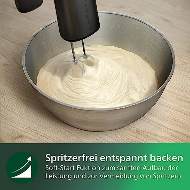 Philips Handmixer 5000 Series, 3-in-1-Handmixer, Leistungsstarker Motor (500 W), Smarter Aufbewahrungsbecher, 5 Geschwindigkeitsstufen, Anti-Spritz-Schutz, Schwarz (HR3781/20) – Bild 5